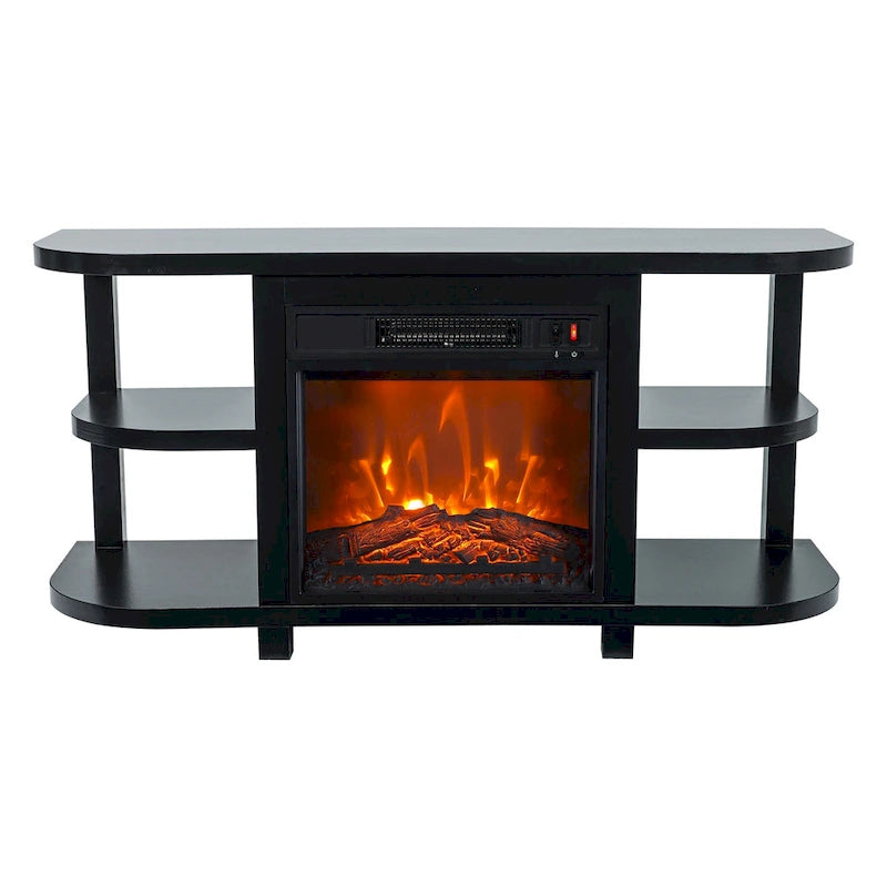 48 Modern Black Electric Fireplace TV Stands Media Console for TVs up to 55