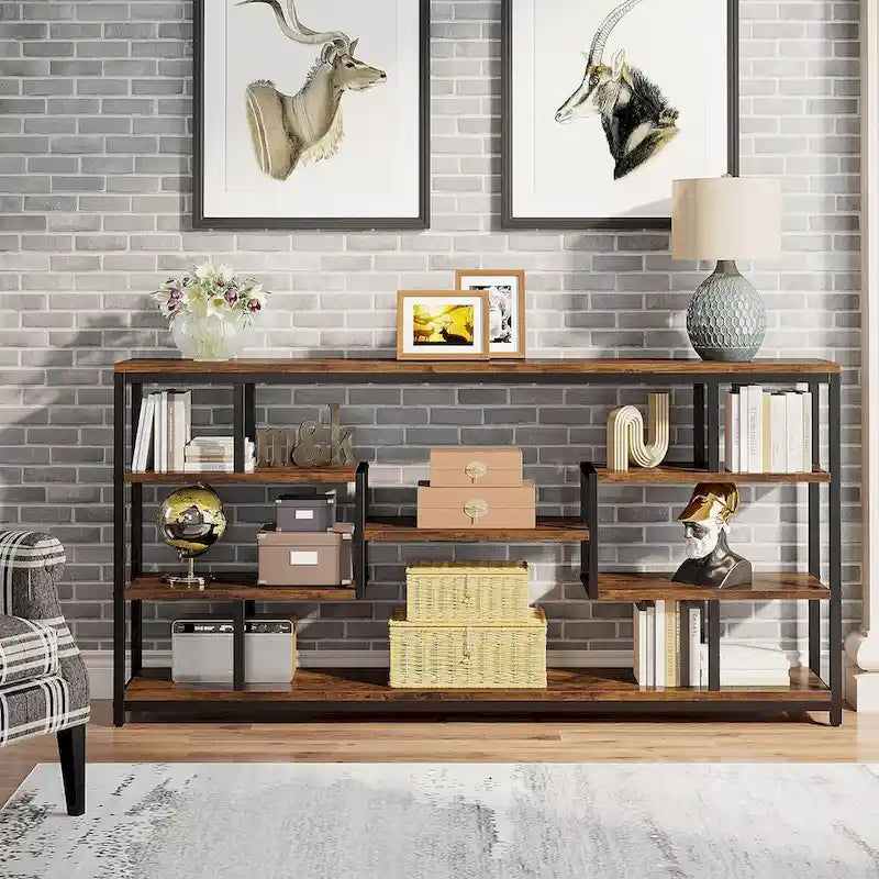 70.87 Console Table Sofa Table with 5-Tier Open Storage Shelves