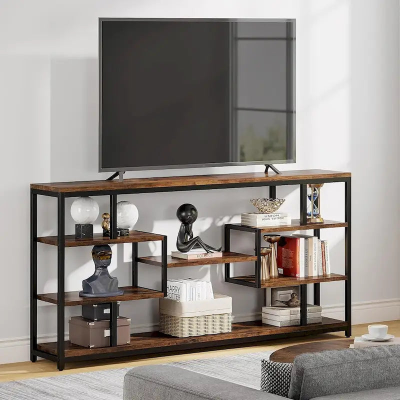 70.87 Console Table Sofa Table with 5-Tier Open Storage Shelves