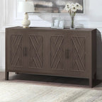 Accent Cabinet 4 Door Wooden Twill Sideboard Storage Cabinet