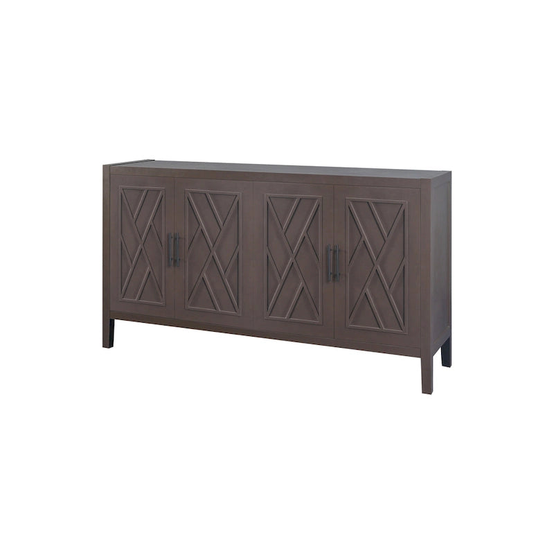 Accent Cabinet 4 Door Wooden Twill Sideboard Storage Cabinet