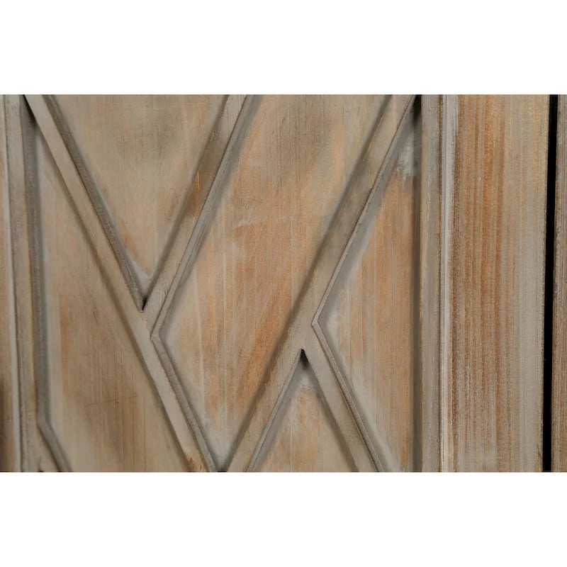 Accent Cabinet 4 Door Wooden Twill Sideboard Storage Cabinet