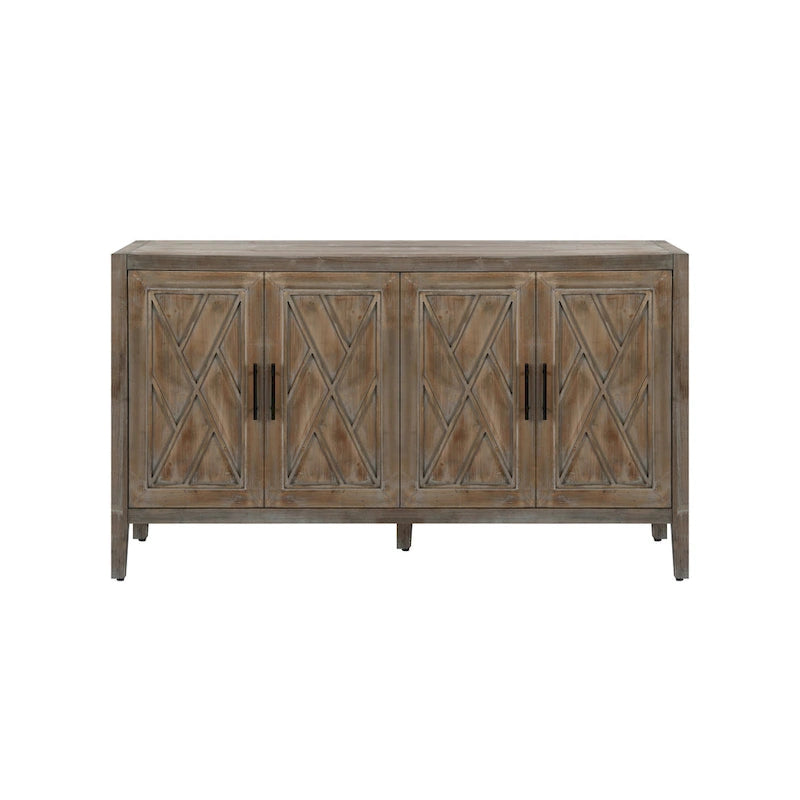 Accent Cabinet 4 Door Wooden Twill Sideboard Storage Cabinet