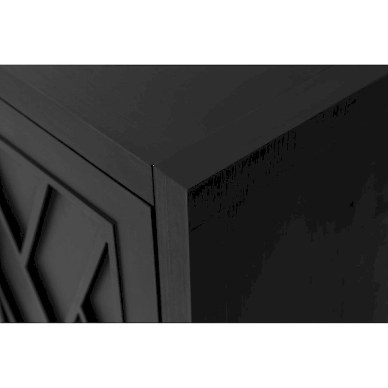 Accent Cabinet 4 Door Wooden Twill Sideboard Storage Cabinet