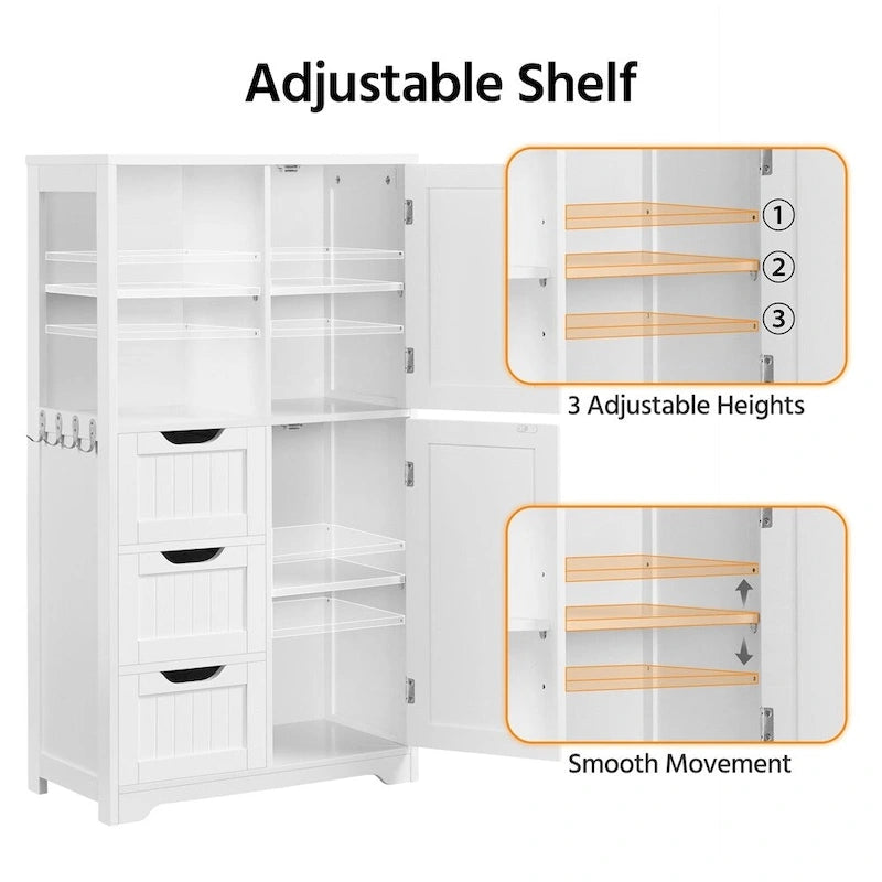 Bathroom Storage Cabinet With Open Compartments Freestanding Floor Cabinet, White - N/A