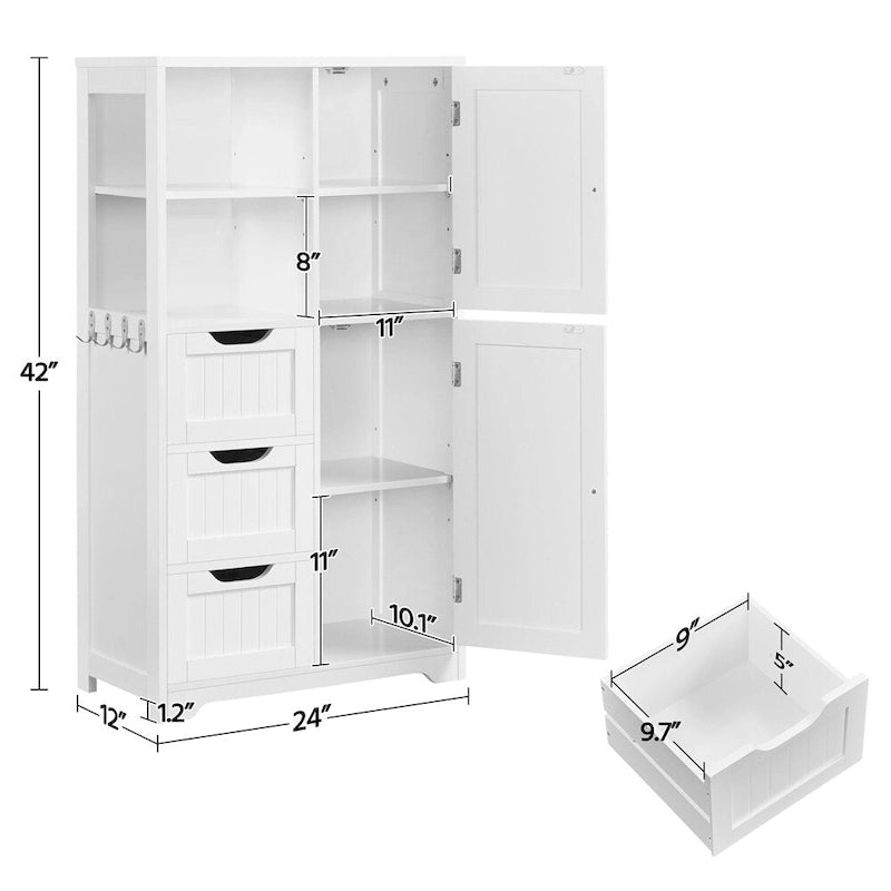 Bathroom Storage Cabinet With Open Compartments Freestanding Floor Cabinet, White - N/A