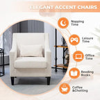 HOMEFUN Corduroy Upholstered Mid-Century Modern Wood Frame Armchair for Living Room