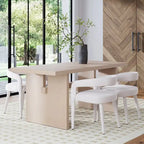 Modern style six-person dining table, small rectangular table, solid wood legs.