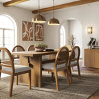 Modern style six-person dining table, small rectangular table, solid wood legs.