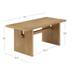 Modern style six-person dining table, small rectangular table, solid wood legs.