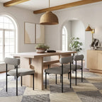 Modern style six-person dining table, small rectangular table, solid wood legs.