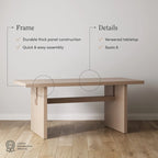 Modern style six-person dining table, small rectangular table, solid wood legs.