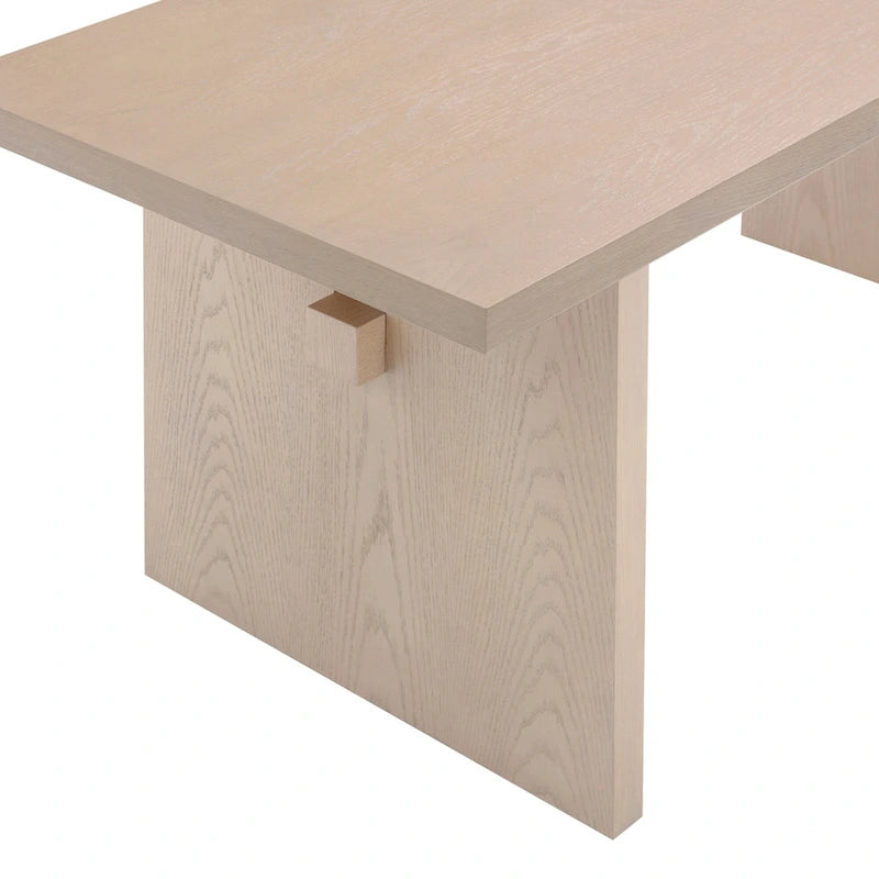 Modern style six-person dining table, small rectangular table, solid wood legs.