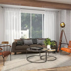 Wooden Nesting Living Room Coffee Table with Clear Glass Top - Set of 2 Gray - Roche River Decor