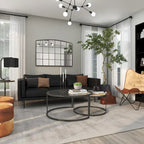 Wooden Nesting Living Room Coffee Table with Clear Glass Top - Set of 2 Gray - Roche River Decor