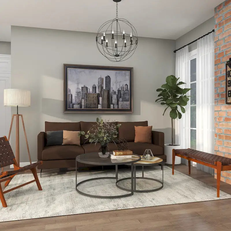 Wooden Nesting Living Room Coffee Table with Clear Glass Top - Set of 2 Gray - Roche River Decor