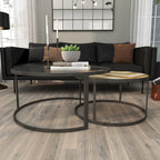 Wooden Nesting Living Room Coffee Table with Clear Glass Top - Set of 2 Gray - Roche River Decor