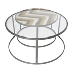 Wooden Nesting Living Room Coffee Table with Clear Glass Top - Set of 2 Gray - Roche River Decor