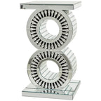 Glass Mirrored Side End Accent Table with Crystal Embellishment - Silver - Roche River Decor