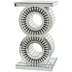 Glass Mirrored Side End Accent Table with Crystal Embellishment - Silver - Roche River Decor