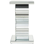 Glass Mirrored Side End Accent Table with Crystal Embellishment - Silver - Roche River Decor