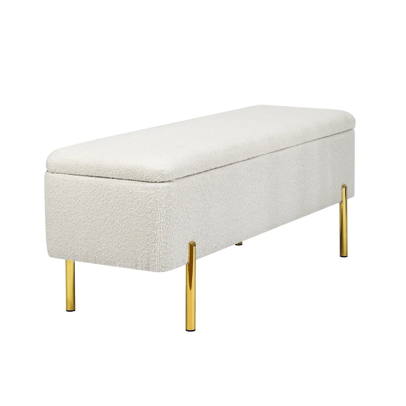Storage Ottoman Bench 47 Inches Upholstered Bed End Bench