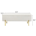 Storage Ottoman Bench 47 Inches Upholstered Bed End Bench